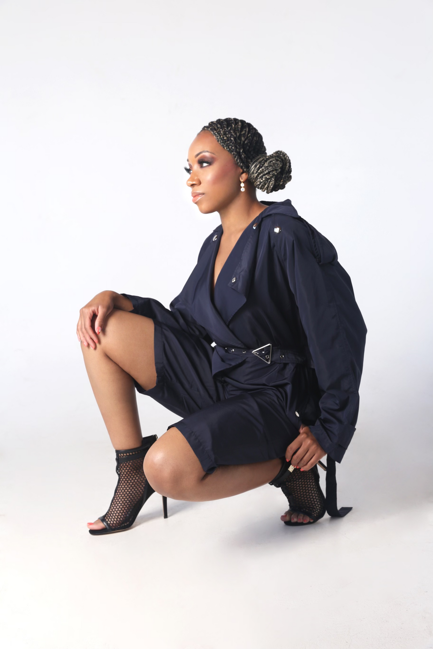 READY FOR WERK TRENCH STYLE JUMPSUIT(NAVY)