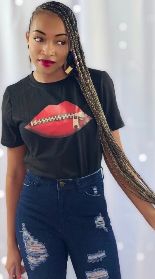 MY LIPS ARE SEALED GRAPHIC TEE