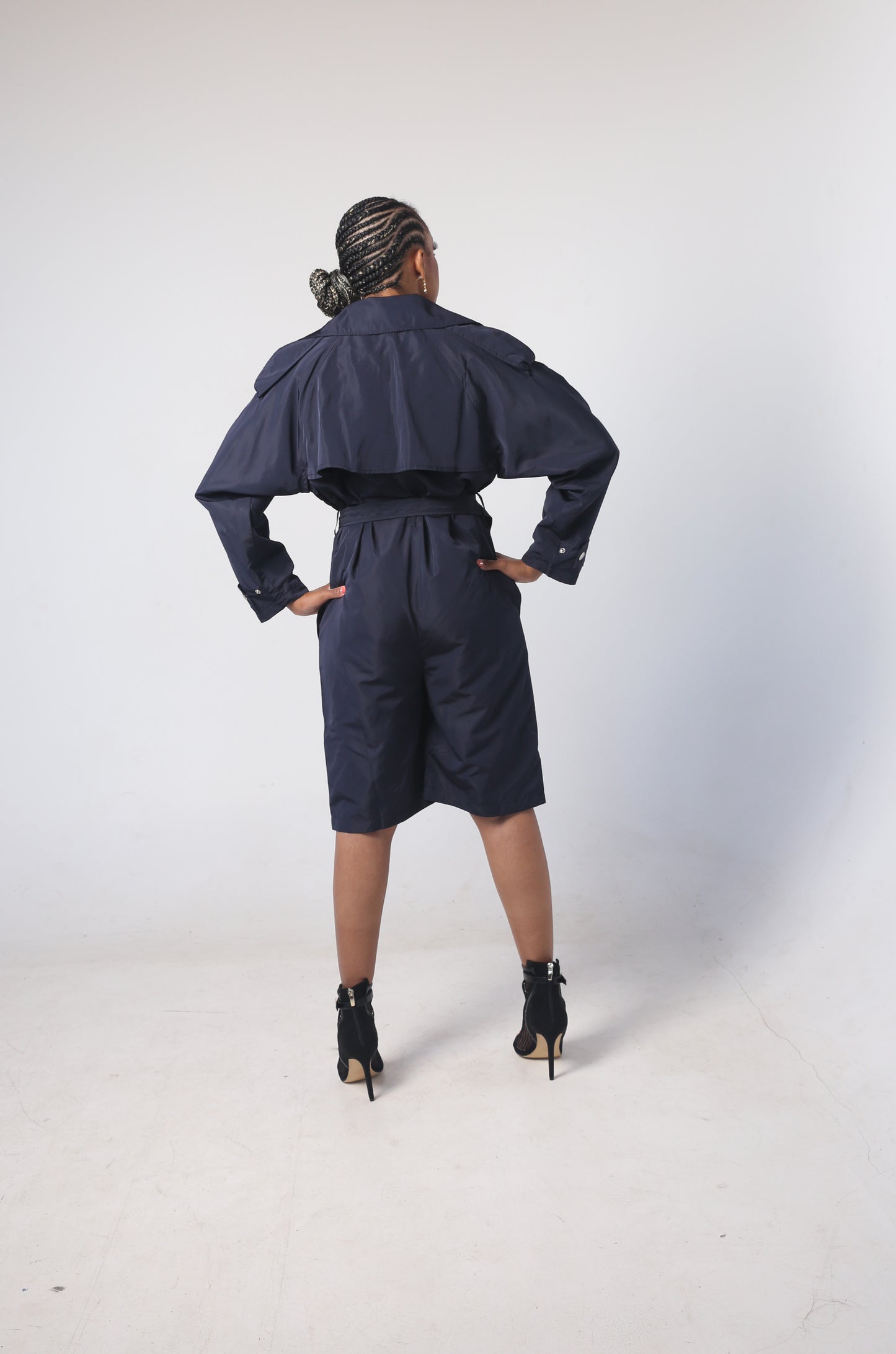 READY FOR WERK TRENCH STYLE JUMPSUIT(NAVY)