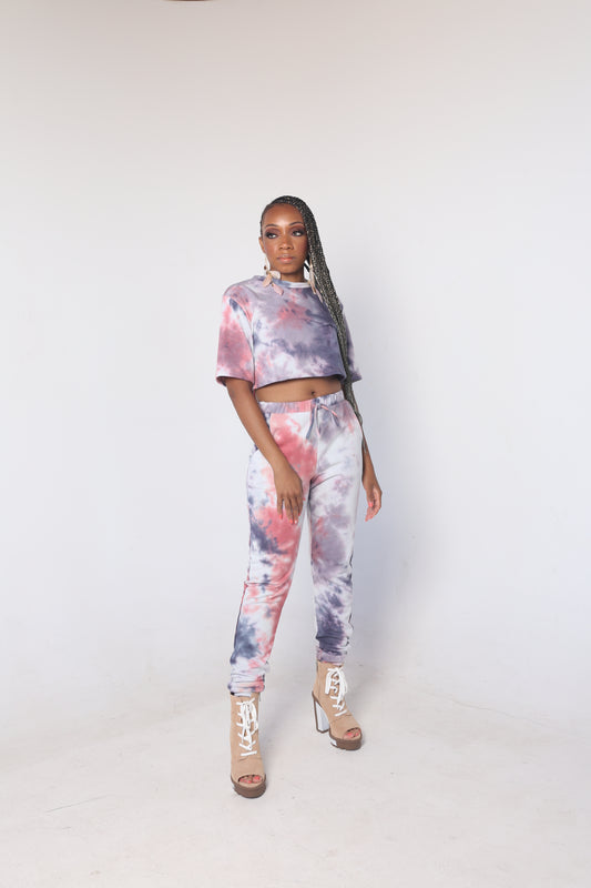 KALEIDOSCOPE DREAM TIE DYE JOGGER SET (PINK/PURPLE)