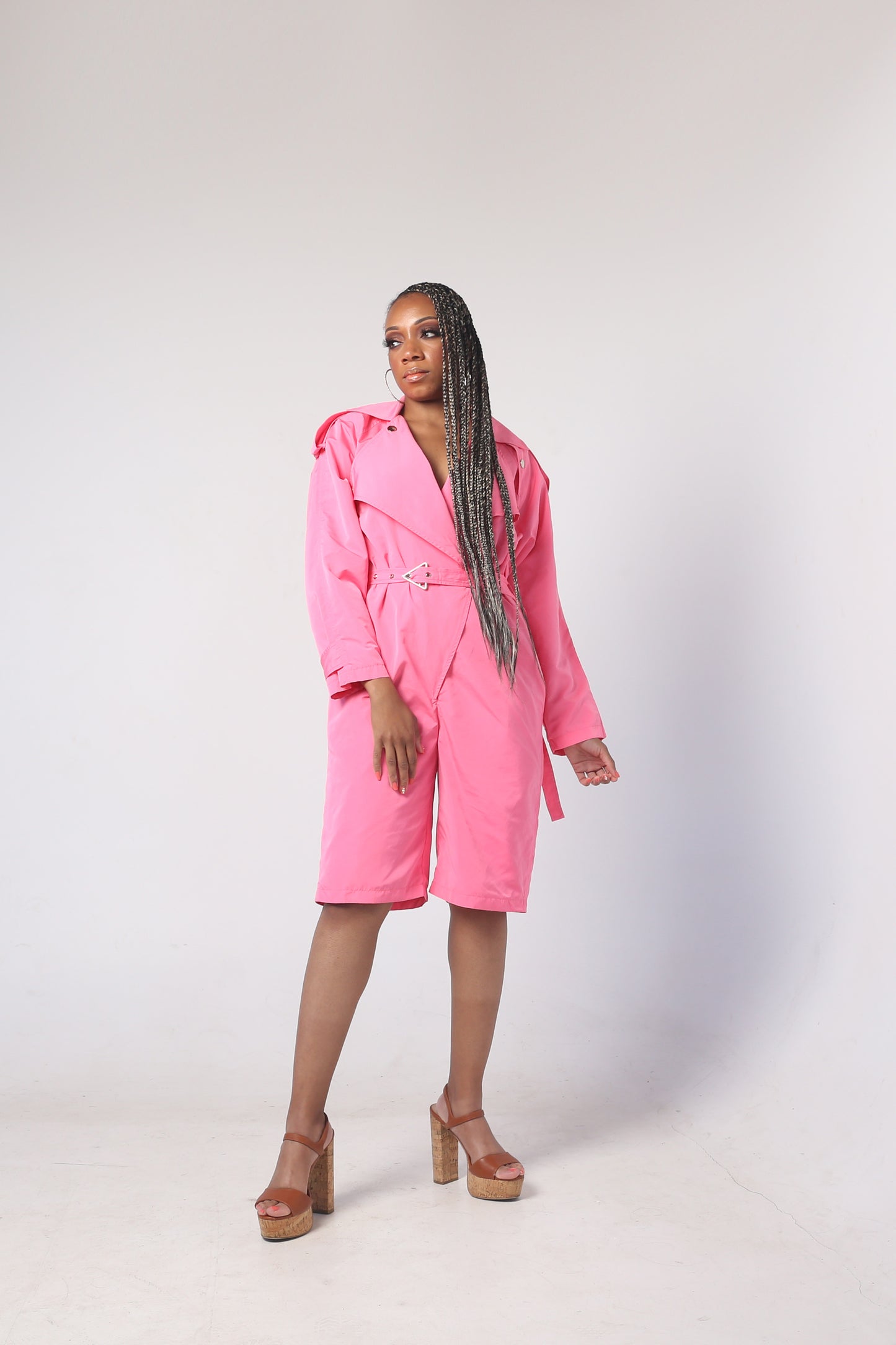 READY FOR WERK TRENCH STYLE JUMPSUIT(PINK)